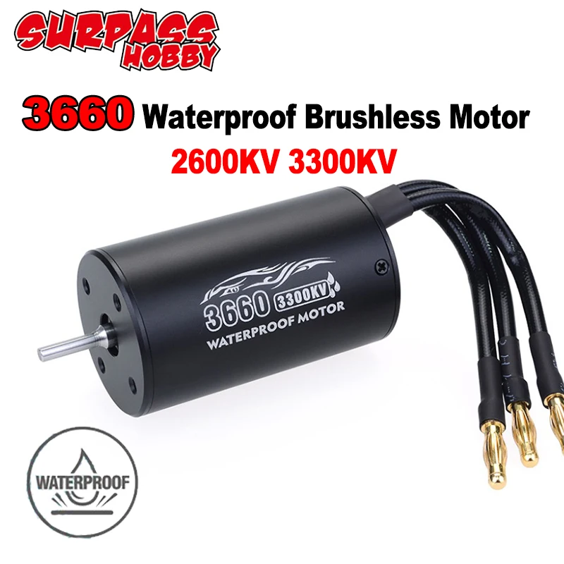 Бессенсорный водонепроницаемый бесщеточный двигатель SURPASS HOBBY 3660 3300KV 2600KV для 1/10 RC