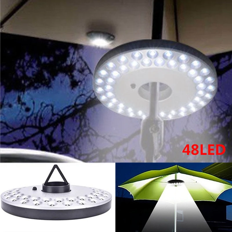 48 LED Umbrella Light Lantern Outdoor Camping Light Poles Tent With Hanging Hook For Garden Patio Beach Fishing Hiking