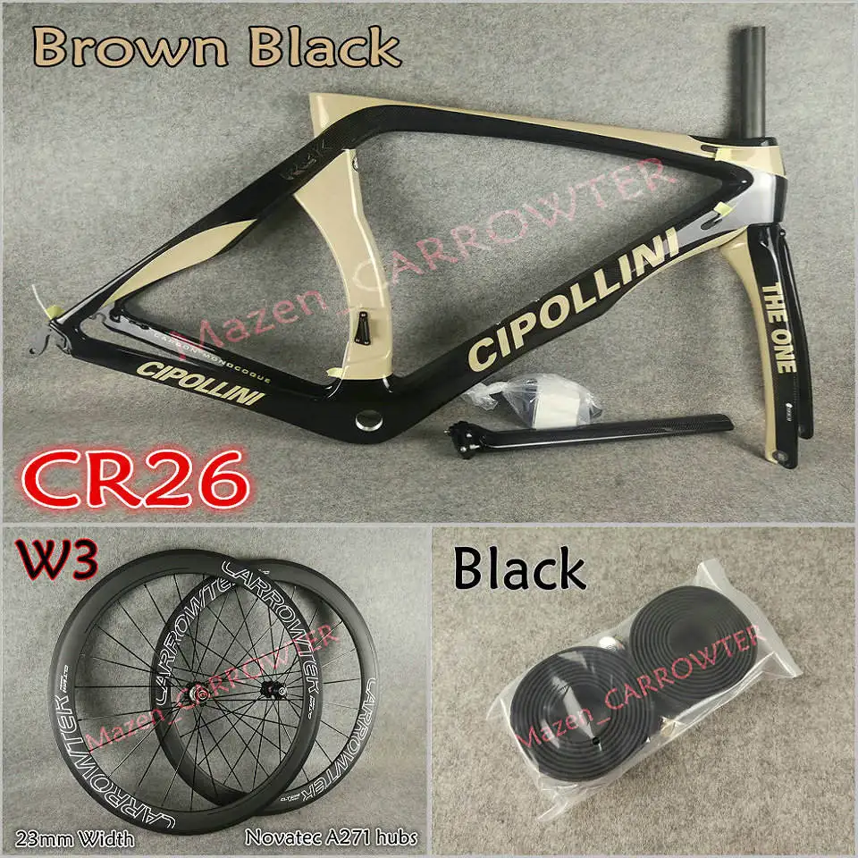 Package 1 Коричневый, черный труба из углеродистого волокна 3K глянцевый MCipollini RB1K одной карбоновые рамы руль седло клетки бутылки 50 мм углеродного глушитель выхлопной трубы комплект колес Novatec A271 концентраторы - Цвет: Package 1