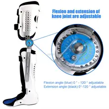 ROM Hinged Knee Foot Support Brace Orthosis Joint Stabilizer, Adjustable Post Op Knee Full Leg Immobilizer Protector Splint