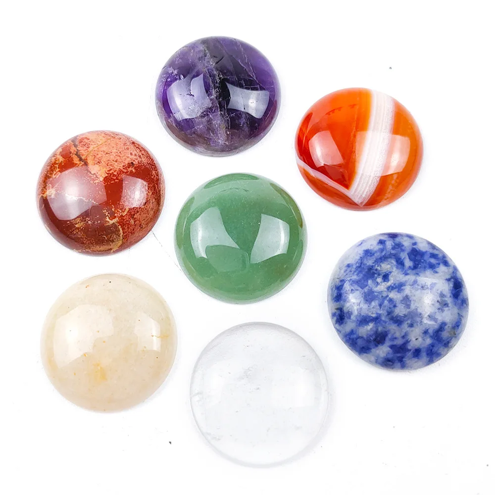 Natural Stone Round 25mm  Amethyst Tiger's Eye  Yoga 7 Chakra Healing Stone Guides Meditation Decoration