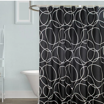 

Japan-style Thickened Bathroom Curtain Water Proof Shower Curtain Black Circle Pattern Bath Curtain Multi-sizes Cortina Ducha