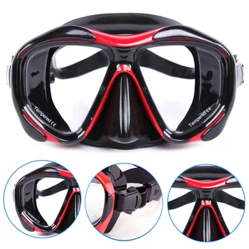 

Adult Swimming Goggles Tempered Glass Wide View Anti-fog Snorkel Mask FK88