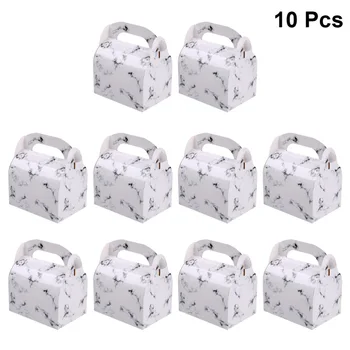 

10pcs Marbling Cake Roll Packaging Box Portable Swiss Roll Containers Dessert Holder Party Favors (Short)