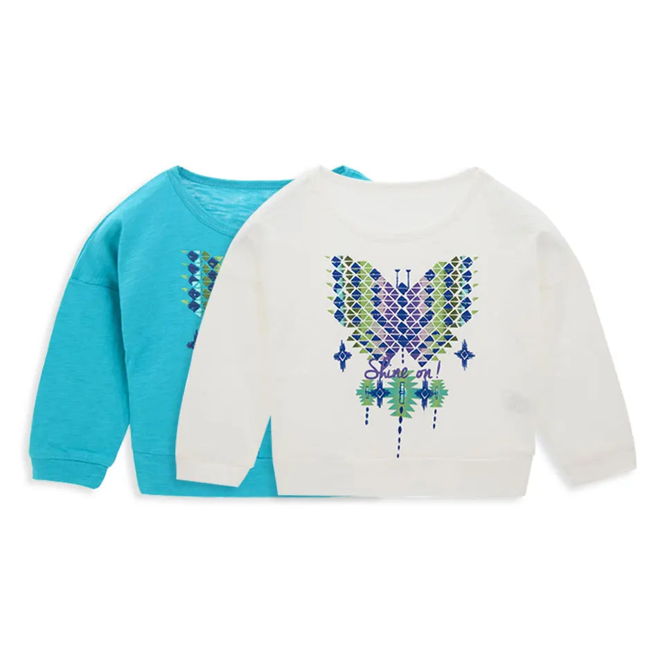 

Honeyzone Kids Girl Tshirt Butterfly Printing Cotton Long Sleeve Clothes Spring Autumn Clothing