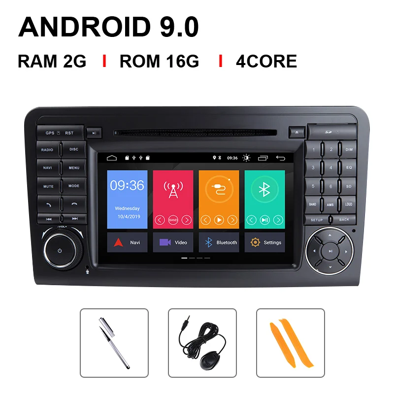 4 Core 16 ROM 4 Гб+ 64 Гб 2 din Android 9,0 автомобильный dvd-плеер gps для BENZ ML 320/ML 350/W164(2005-2012) GL gps радио FM ips DSP стальное управление колесами - Цвет: 4 Core 16 ROM
