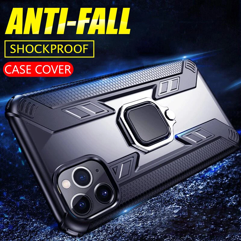 Роскошный бронированный Магнитный чехол с металлическим кольцом для IPhone 11 Pro XR X XS