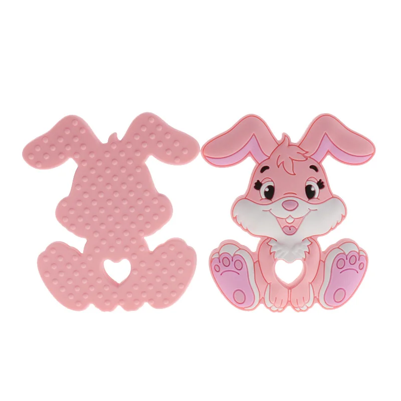 10pcs 토끼 실리콘 Teether  Teether 식품 학년 실리콘 Teether 치아  건강 BPA 무료 젖꼭지 액세서리
