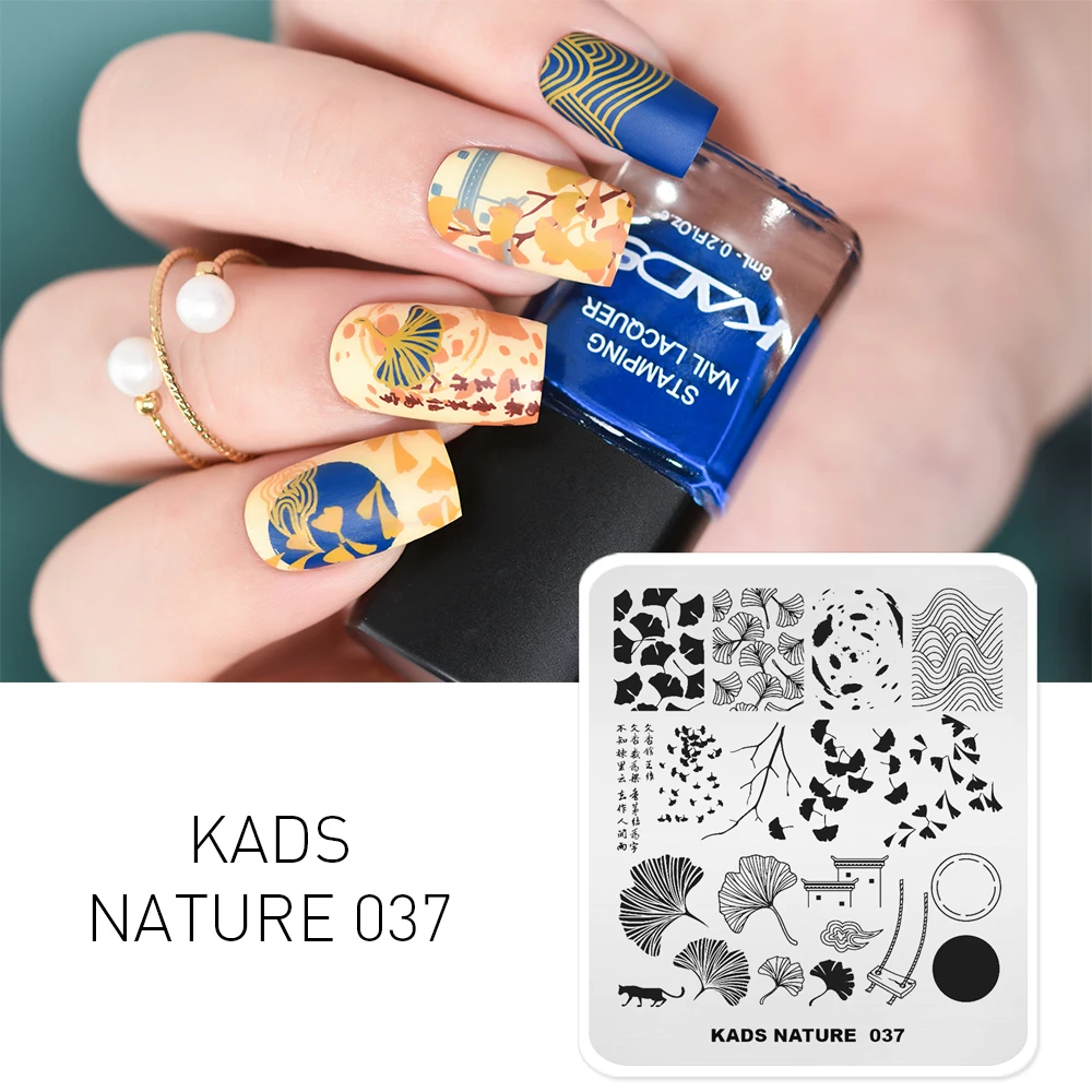 1pc Nail Art Stamping Plate Nature 037 Ginkgo biloba Pattern Stamping Plate Rectangle Template Nail Art Image Decoration Stencil 3