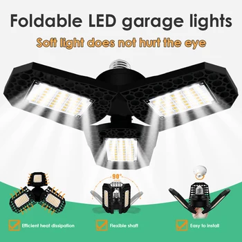 

Practical E27 3-Leaf Deformable LED Ceiling Light Multi-functional Convenient Folding Lamp for Home Workshop Garage