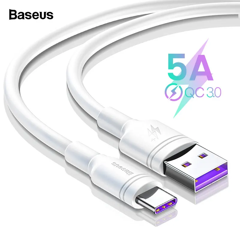 Кабель usb type-C Baseus 5A для huawei mate 30 20 P30 P20 P10 Pro Lite P Smart USBC type-C кабель для быстрой зарядки USB-C шнур зарядного устройства