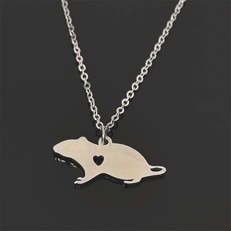 

Yiwu Small Commodity Stainless Steel Mouse Necklace Chinese Zodiac Pendant Europe And America Pendant Supply of Goods