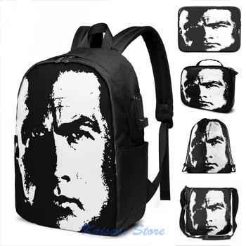 

Funny Graphic print Steven Seagal USB Charge Backpack men School bags Women bag Travel laptop bag