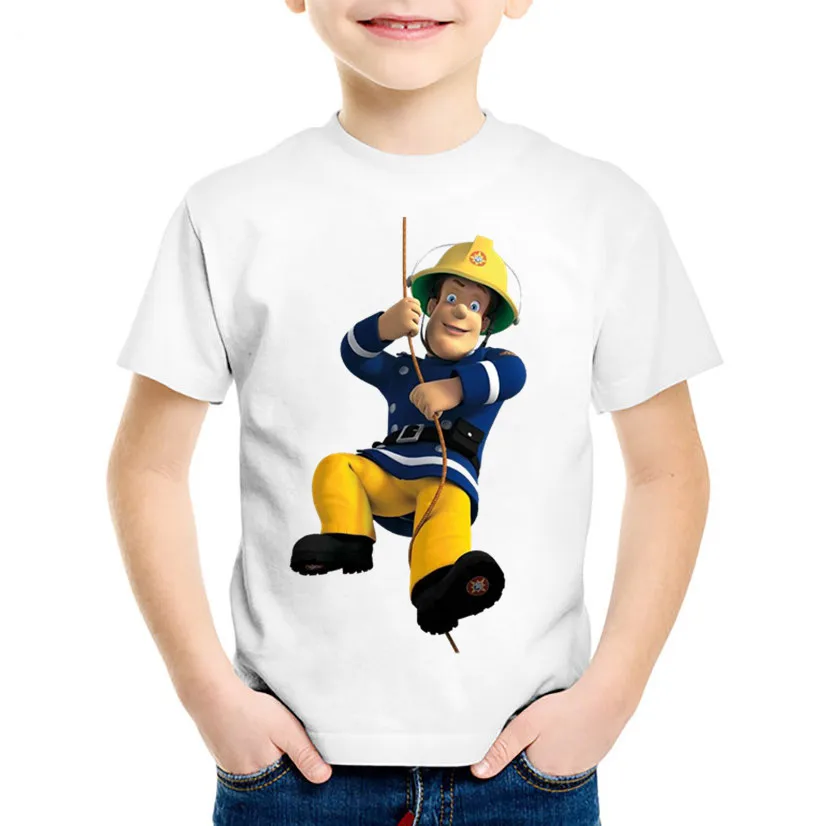 Bambini Cartoon Fireman Sam Funny T Shirt Bambini Manica Corta Estate Top Neonati/Ragazze Abiti Casual, Ohkp2078