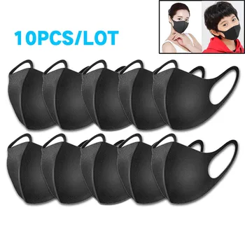 

20/100 Pcs 3D Fashion Black Mask Washable elastic Earloop Face Breathing Mask Reusable Anti Dust Cotton Mouth Mask For Adults