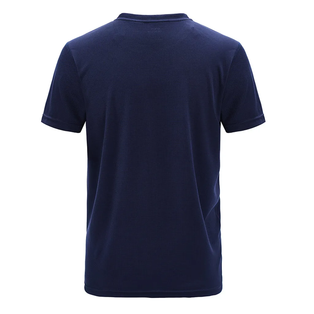 Мужская футболка для тренировок, летняя повседневная Уличная футболка размера плюс, спортивные быстросохнущие дышащие топы, футболки с коротким рукавом для фитнеса и бега