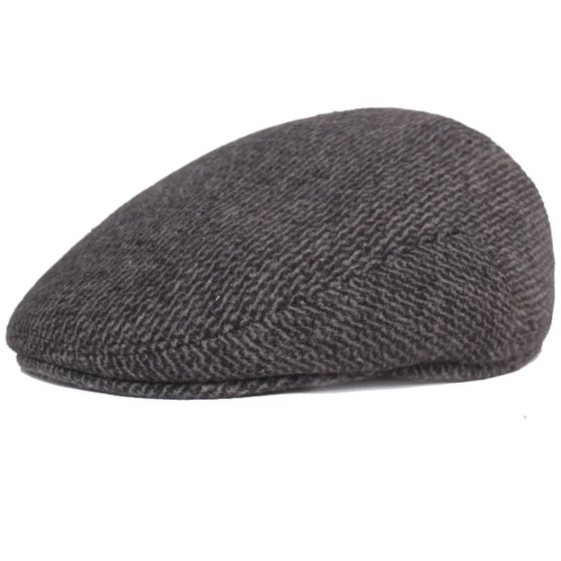 HT3511 Berets Men Autumn Winter Hat Caps for Men Warm Male Earflap Cap Retro Flat Cap Elder Man Dad Hat with Ear Flap Beret Cap