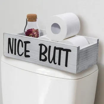 

Bathroom Decor Box Toilet Paper Holder Storage Funny Gift Farmhouse Wooden Rustic Decor For Home Kitchen