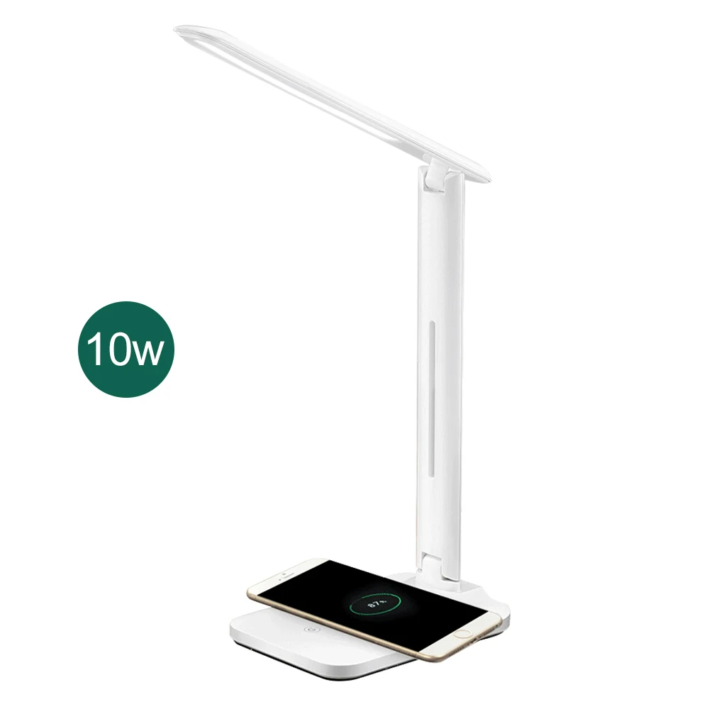 10w wireless charge ChicSoleil Складная Светодиодная настольная лампа, светильник для защиты глаз, USB зарядка для спальни, светильник для учебы - Цвет корпуса: 10w wireless charge
