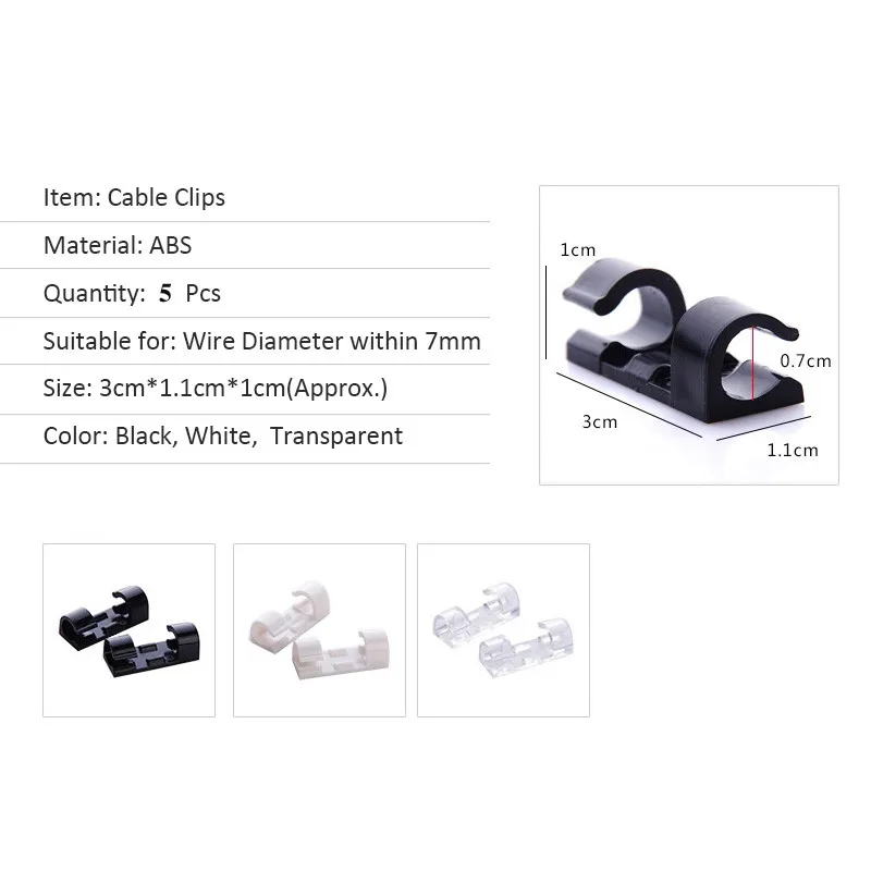 Cable Organizer Clips - Desktop Workstation Wire Manager & Cord Holder Set