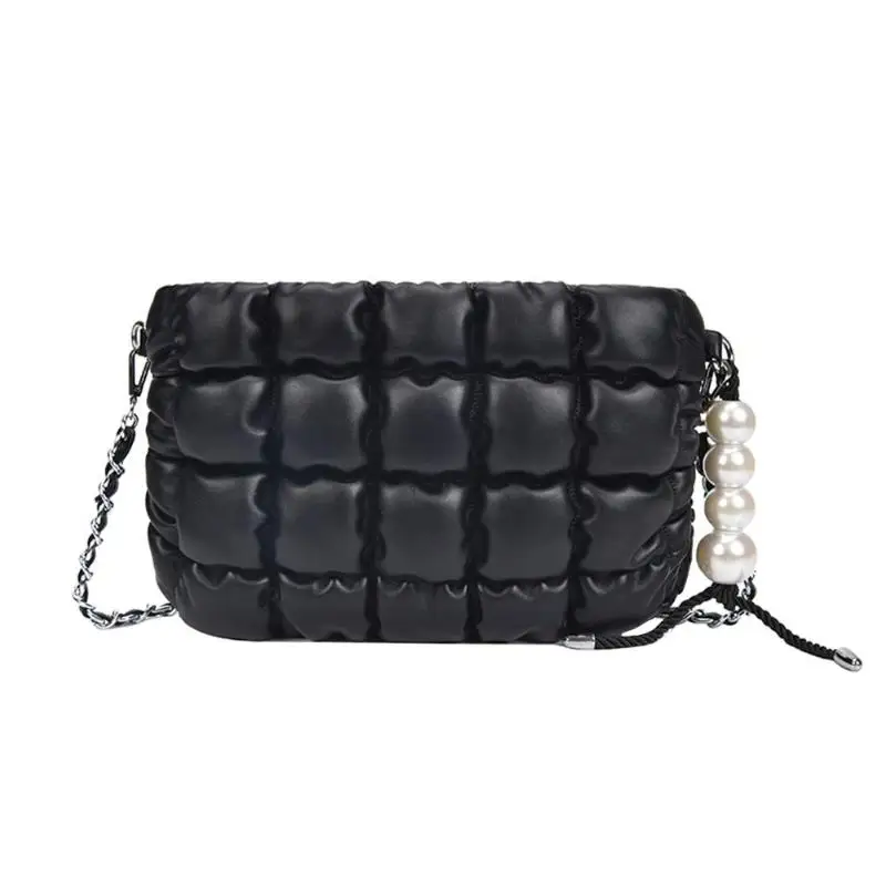 

Fashion Leather Messenger Bags Women Pure Lightweight Fashion High-quality Pearl Soft Surface Pendant Shoulder Handbag