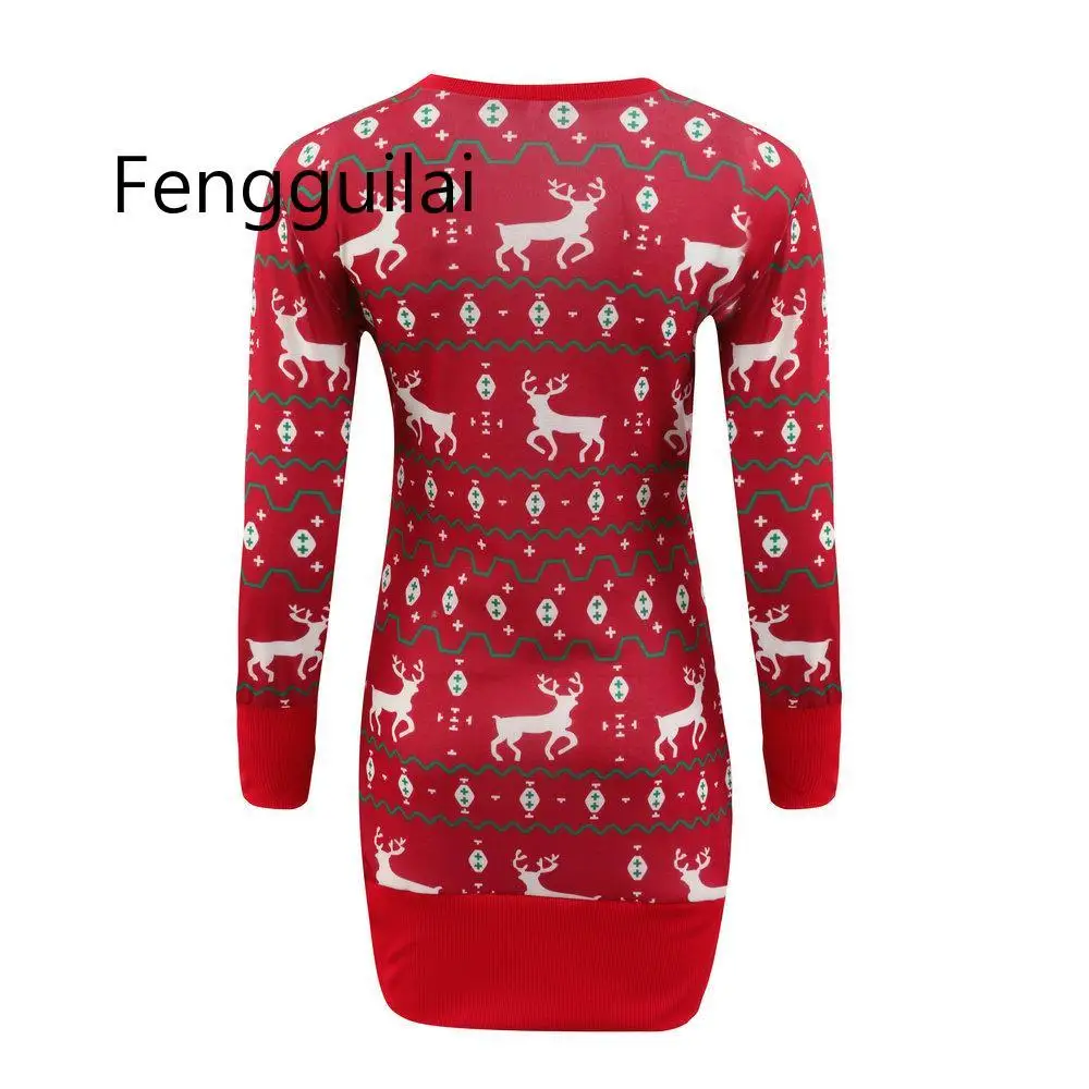 Christmas Sexy Elk Pullover Slim Sweater Dress Women Streetwear Casual Mini Sweaters Dress Female Winter Warm Sweaters Pullovers