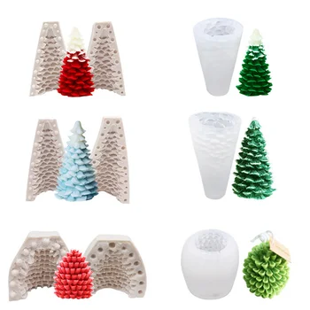 

3D Christmas Tree Silicone Mold Christmas Pine Tree Candle Molds Soap Clay Making DIY Cake Decor Baking Molds Mould for DIY Xmas