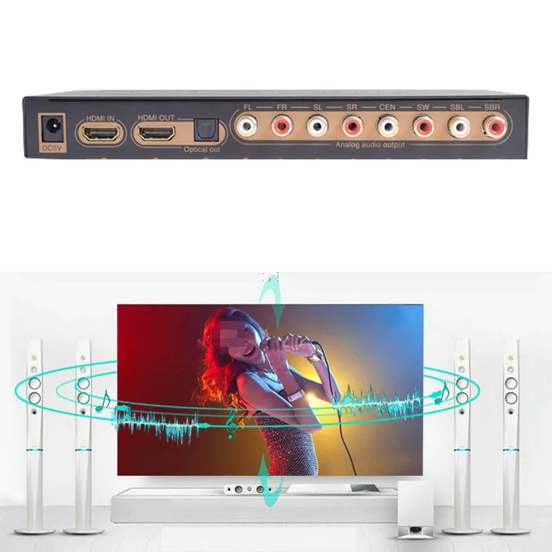 Цифровой аналоговый оптический аудио экстрактор 4K 7.1Ch HDMI многоканальный SPDIF RCA