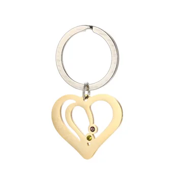 

Double Hollow Heart Pendant Key Chain 304 Stainless Steel Heart Charm Key Holder Gift for Love DIY Jewelry 20pcs