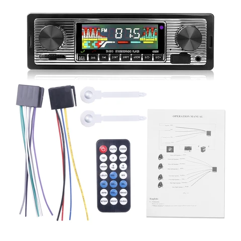 Car Radio 1 din Bluetooth Retro MP3 Multimedia Player AUX USB FM Play Vintage Stereo Audio Player With Remote Control