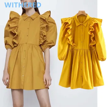 

Withered england style high street vintage cascading loose poplin party summer dress women vestidos de fiesta de noche vestidos
