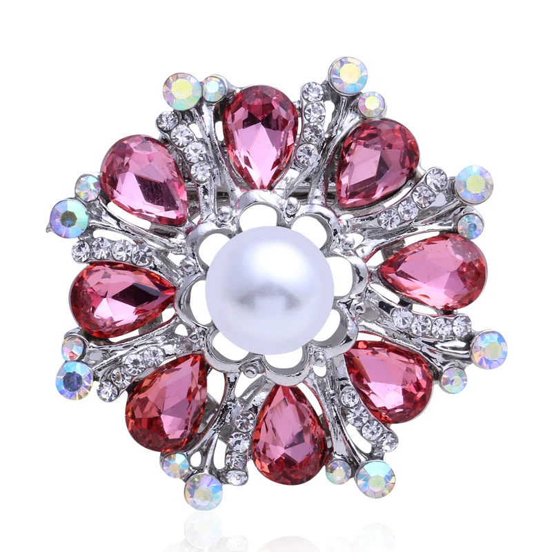 Big Round Crystal Brooch Rhinestone Brooches And Pins Fashion Brooch
