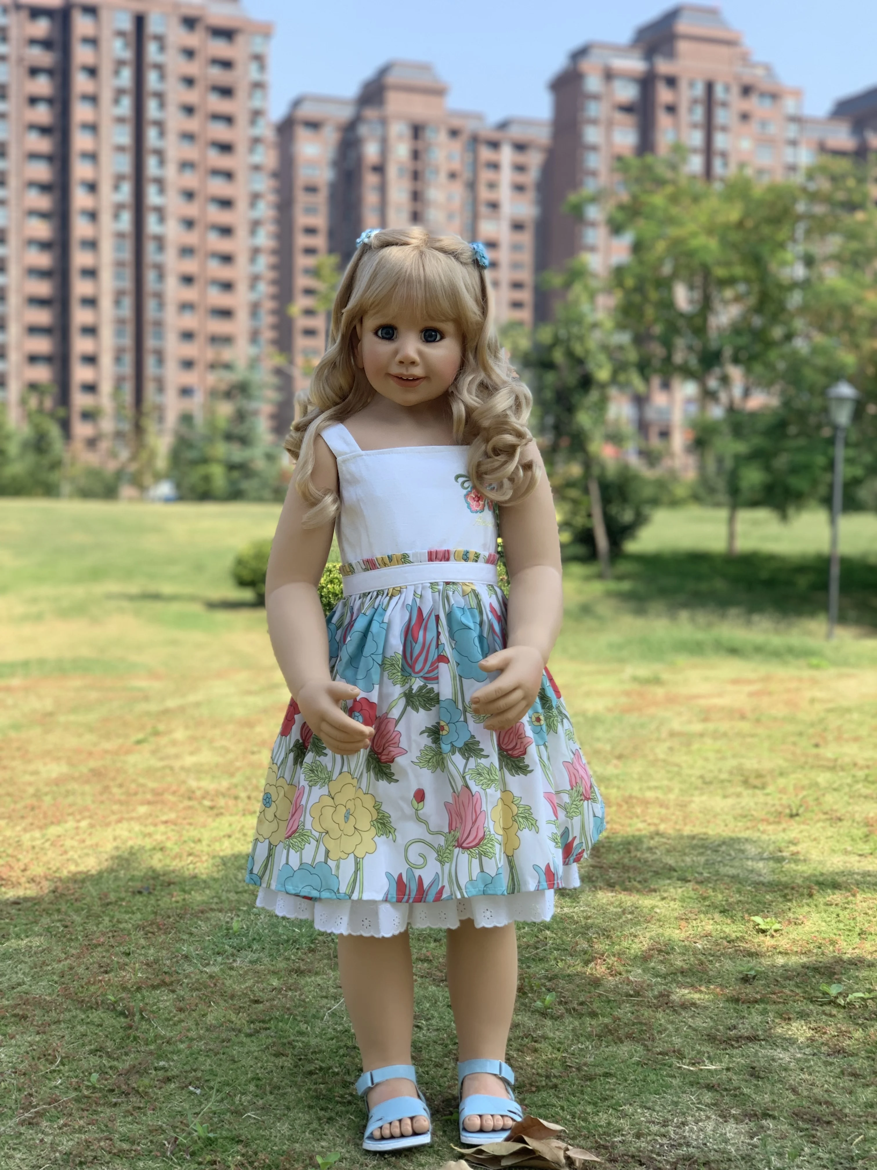 US $196.62 100CM Hard vinyl toddler princess girl doll toy like real 3yearold size child clothing photo model big dress up doll baby gift