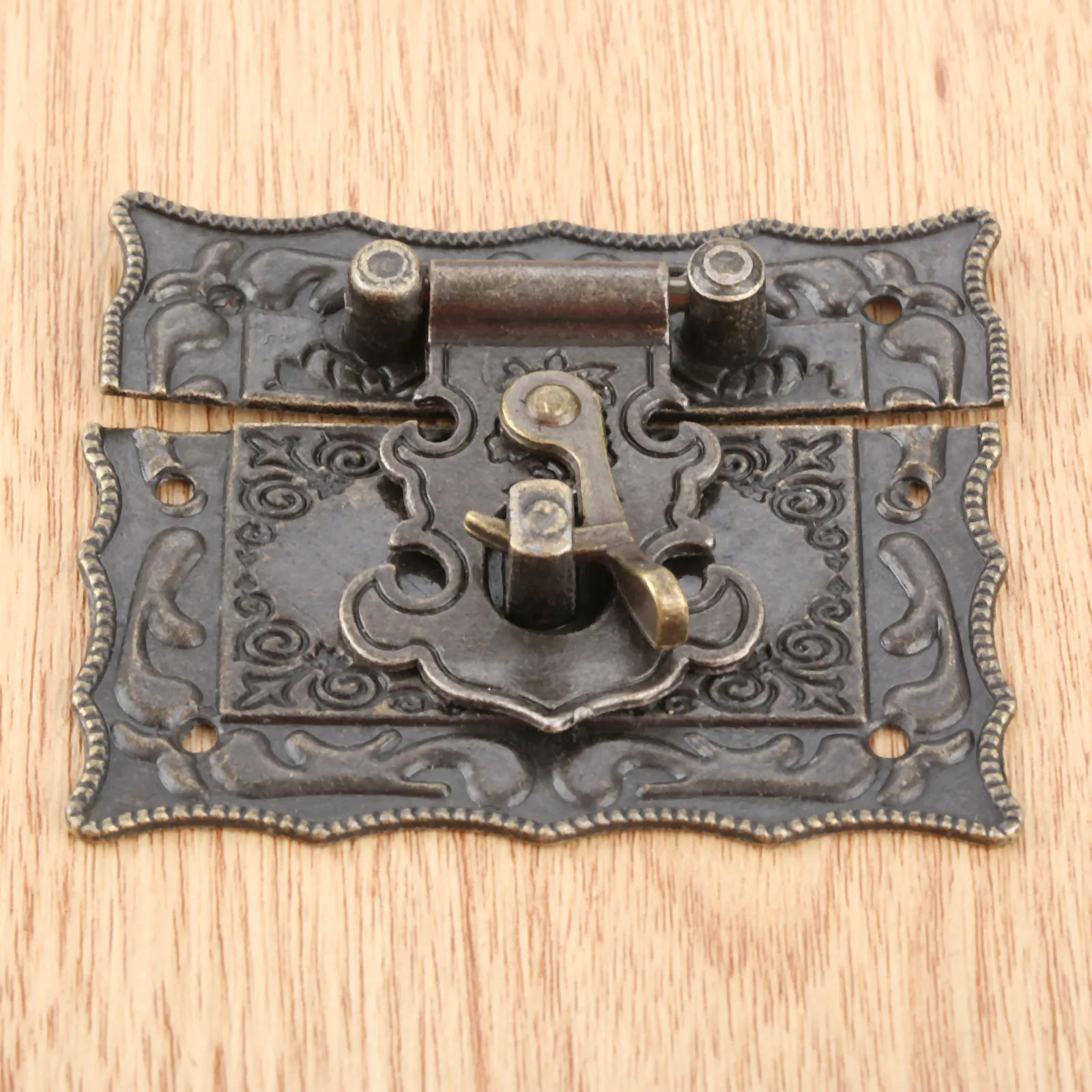 Box Latch Hasp Clasp 3pcs/set 67x56mm + Hinges w/screw Antique Bronze Alloy Jewelry Wood Case Cabinet Decor Vintage Old Chinese
