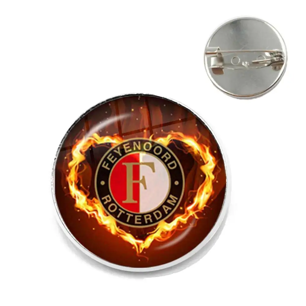 Love Feyenoord Rotterdam Brooch Glass Cabochon Football Leagues Logo Soccer Club Callor Pins For Feyenoord Fans Gift