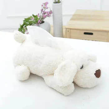 

Soft Plush Tissue Boxes Novelty Napkin Holder White Brown Cute Teddy Dog Hyena Tissue Set Box Cover
