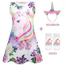 Летнее платье с рисунком бабочки и единорога для маленьких девочек; Детские платья; платье для девочек; детская одежда без рукавов; вечерние платья принцессы на день рождения