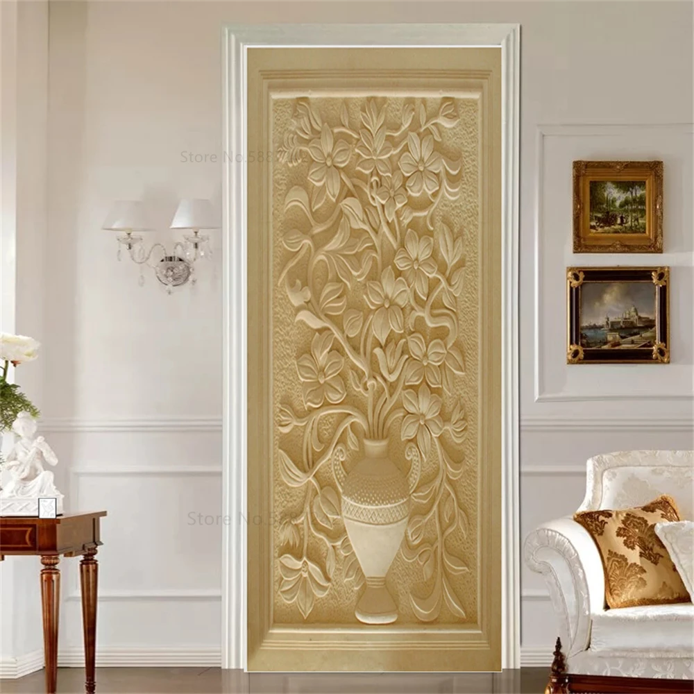 alívio mulher porta adesivos para quarto de entrada banheiro esculpida flor papel parede europeu decoração vinyls design moderno