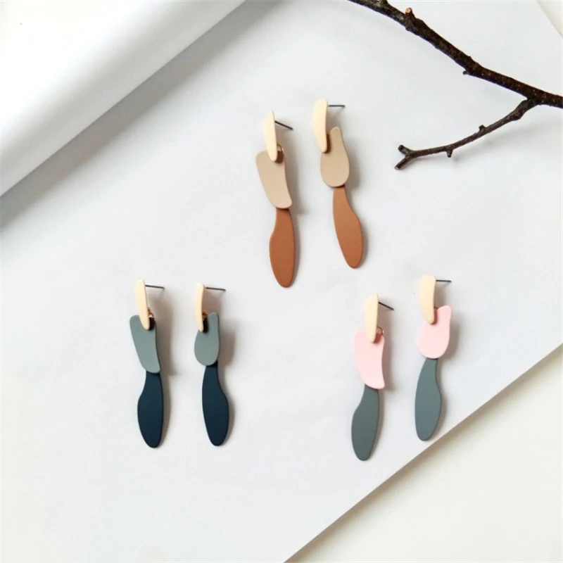 Multicolor Earrings Jewelry Geometry Irregular-Shape Coating Woman Fashionable New-Design