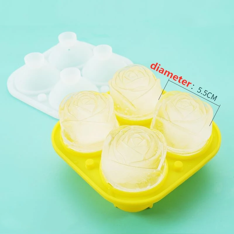 Home Rose Flower Ice Ball Mold Silicone Frozen Ice Cube Grinding Tool