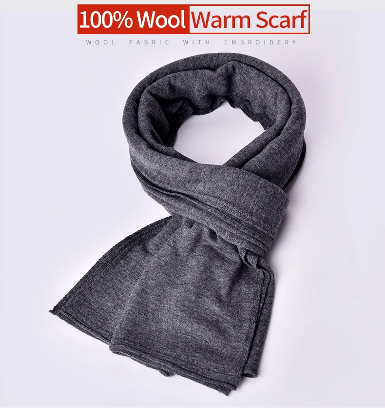 Зима, шарф из овечьей шерсти для мужчин, бренд, однотонный, черный, обертывания, Мужские Пашмины, глушитель, платок, теплые шарфы из натуральной шерсти