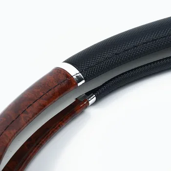 

Anti-skid Car Mahogany Soft Leather Durable 38cm Steering Wheel Deluxe Hot Cover High Quality