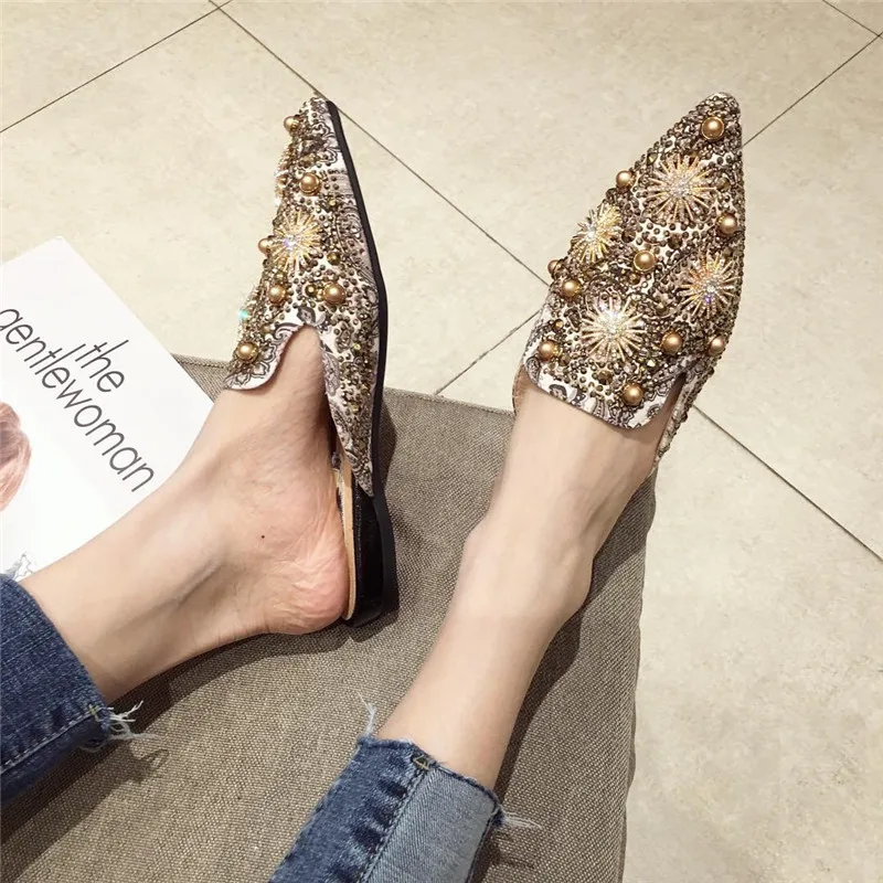 Wellwalk/тапочки на плоской подошве модные туфли без задника женские дизайнерские