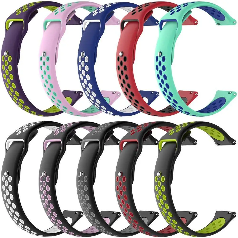 Для samsung Garmin huawei Nokia LG 20 мм 22 Мягкие Спортивные часы на резиновом ремешке ремешок