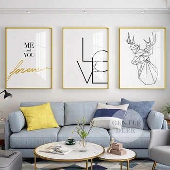 

Modern Minimalism Wall Decorative Poster Nordic Creative Letter Deer Canvas Prints Wall Art Posters for Living Room Decoration