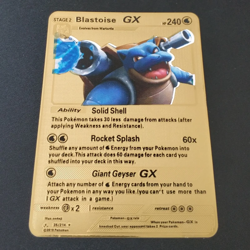 6 стилей листов Pokemon металлическая карта Blastoise серия Золотая коллекция подарок