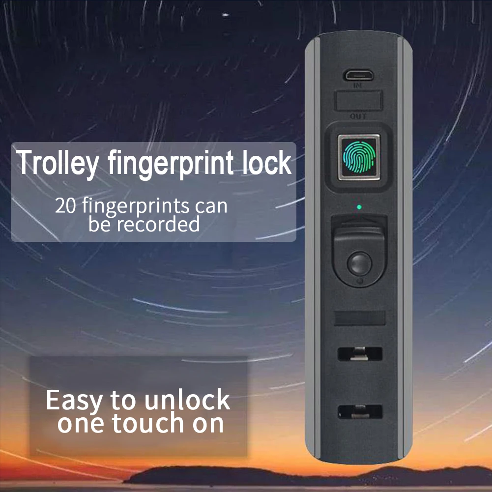 

ABS Suitcase Black Embedded Portable Waterproof Security Luggages Keyless Universal Backpack Smart Fingerprint Lock USB Charging