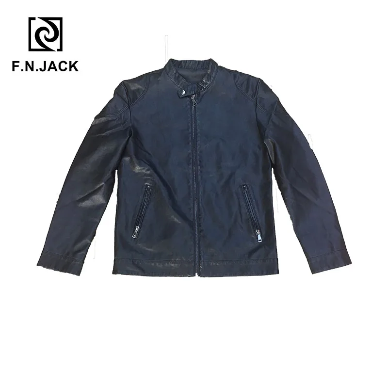 Мужская повседневная куртка F.N.JACK модная мотоциклетная из искусственной кожи с