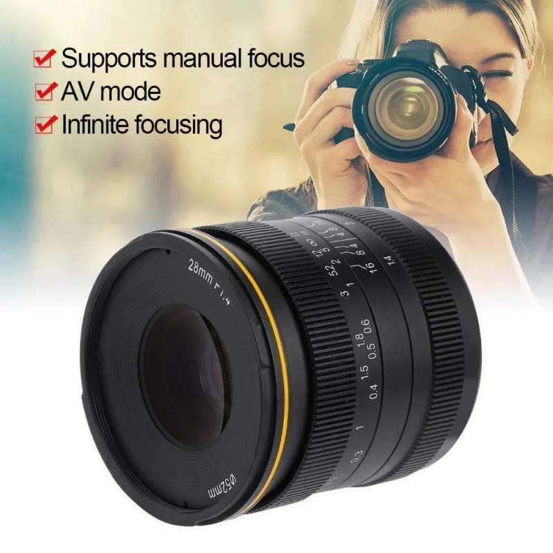 Профессиональный Kamlan 28 мм F1.4 широкоугольный aps c Ручная настройка апертуры