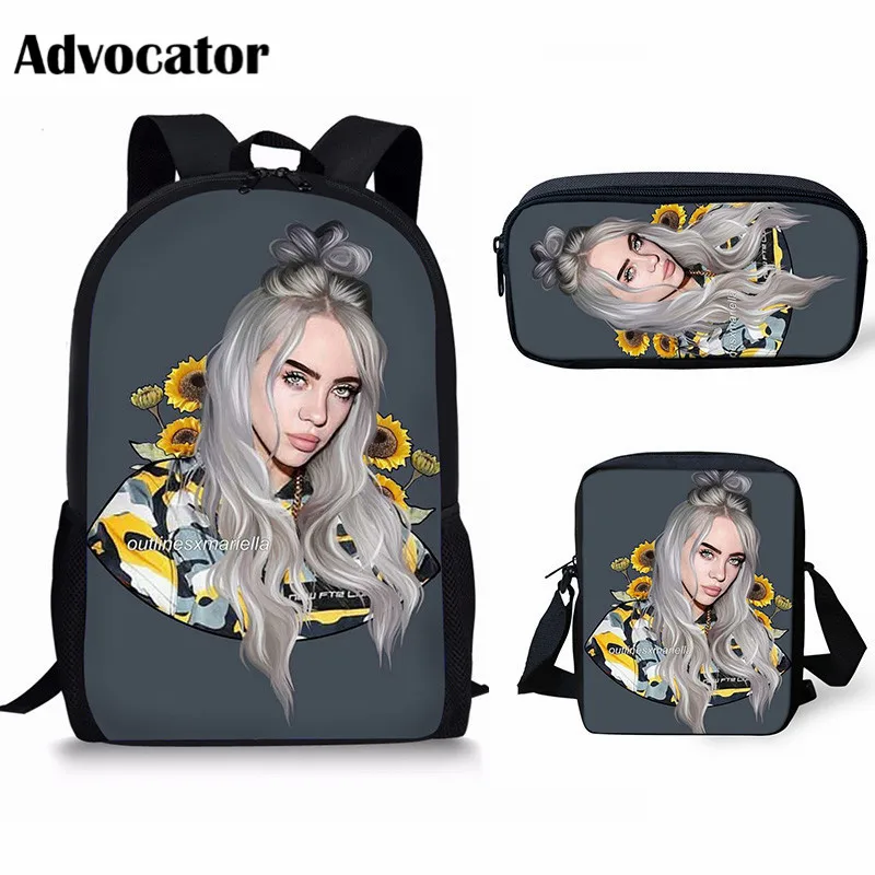ADVOCATOR BAG ADVOCATOR 3 шт./компл. Billie Eilish шаблон школьные сумки набор для подростков студентов детский рюкзак для мальчиков сумка-портфель - Цвет: ADVOCATOR BAG